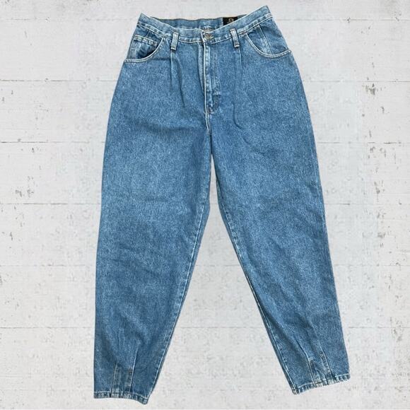 VTG 80s Sasson Pleated Baggy Tapered Ankle Pleat Denim Jeans Waist Size 29” - Picture 1 of 14